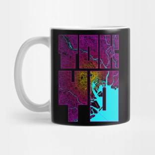 Tokyo, Japan City Map Typography - Neon Mug